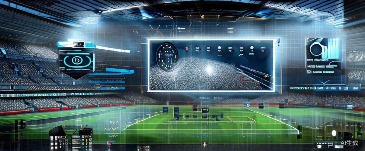 2026年体育观赛技术革命示意图：展示低延迟流媒体与4K战术分析界面